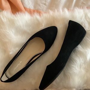 Black Suede Black Flats